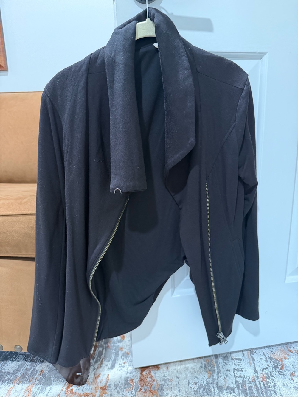 Helmut Lang Black Draped Asymmetrical Zip Jacket